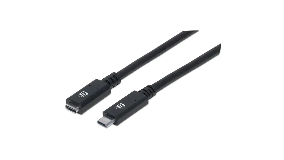 ⁨Extension cable USB-C 3.2 Gen2 M/F 50cm 100W 5A Black⁩ at Wasserman.eu