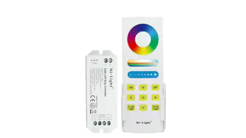 ⁨RGB RF led controller 15A 180W 12VDC/24VDC receiver + touch remote control white 2,4ghz Wireless fut043a⁩ at Wasserman.eu