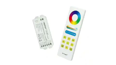 ⁨Kontroler led RGBW RF dotykowy 15A 180W 12VDC/24VDC odbiornik + pilot dotykowy biały 2,4ghz Wireless fut044a⁩ w sklepie Wasserman.eu