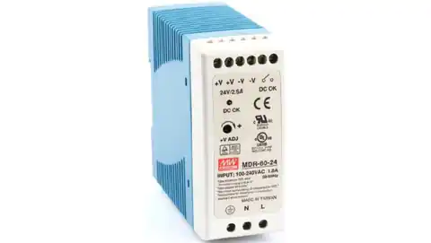⁨Switch mode power supply 85-264V AC/ 2,5A 24V DC 60W MDR-60-24⁩ at Wasserman.eu