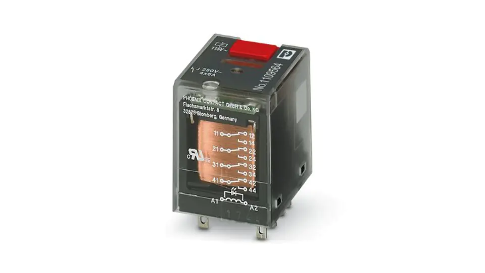 ⁨Industrial Relay 4P 6A AgNi 230V AC for ECOR-2, REL-IR-BL/L-230AC/4X21 socket⁩ at Wasserman.eu