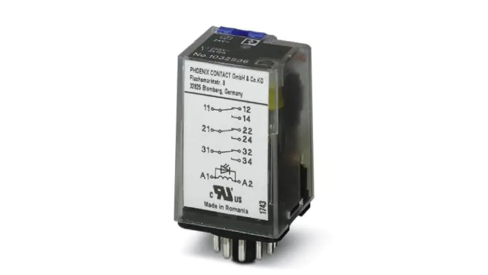 ⁨Industrial Relay 3P 10A AgNi 230V AC for ECOR-3, REL-OR-BL/L-230AC/3X21 socket⁩ at Wasserman.eu