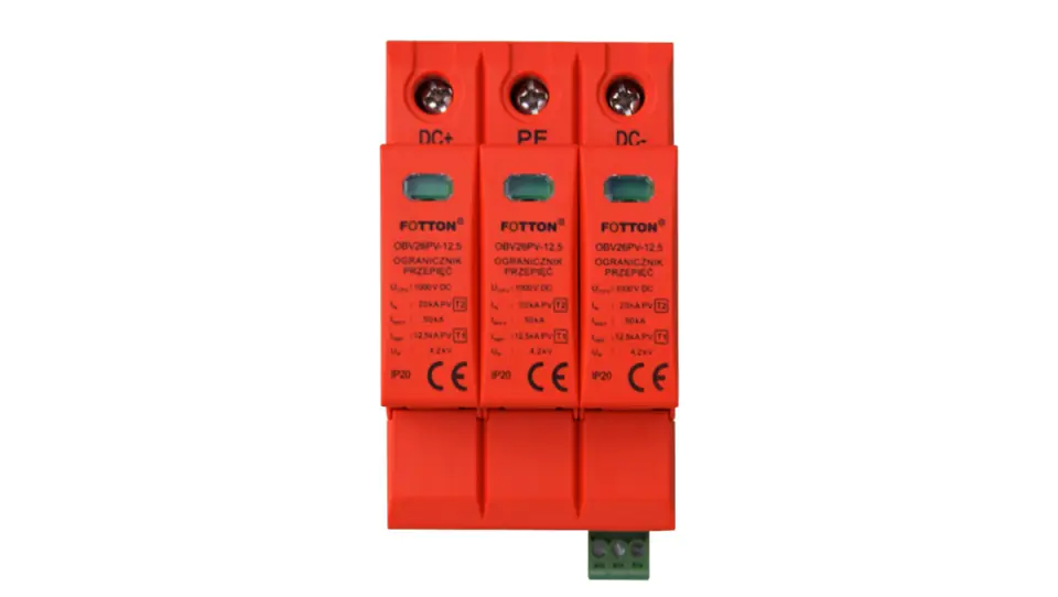 ⁨Surge arrester type 1+2 3P FOTTON OBV26PV 12,5 T1+T2 (B+C) 1000V DC, 12,5kA per pole⁩ at Wasserman.eu