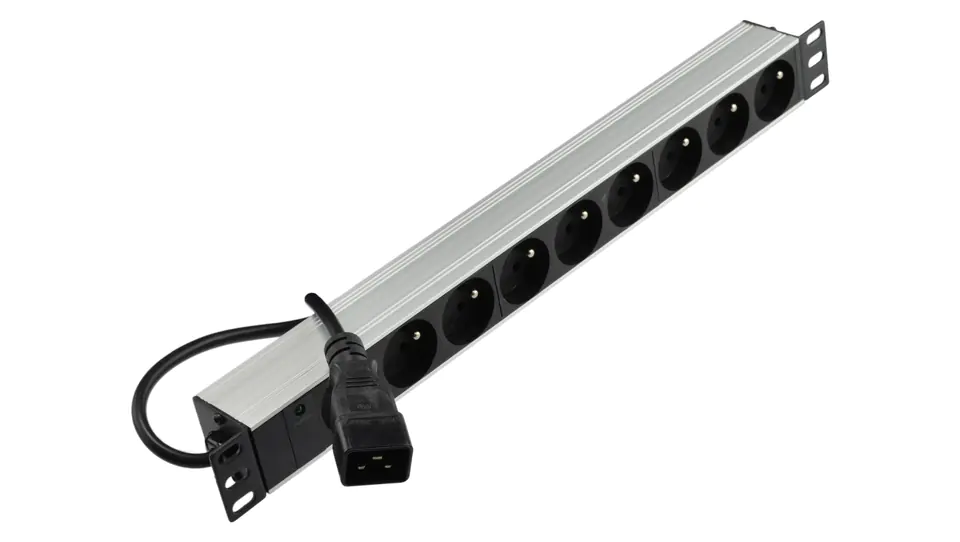 ⁨RACK power strip 19 inch 1U 9 sockets with C20 plug 1.8m NEKU⁩ at Wasserman.eu