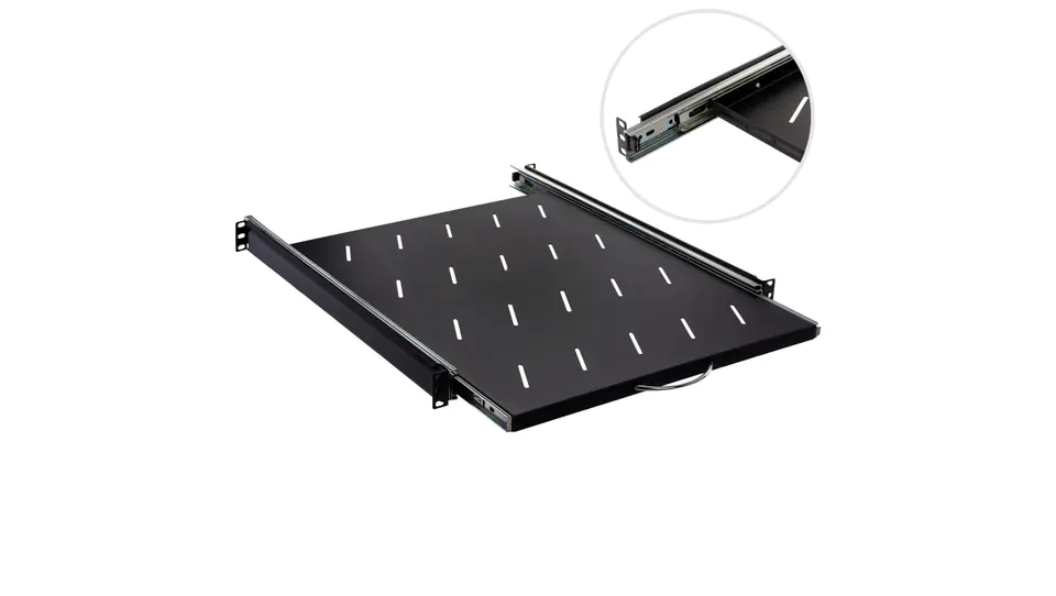 Półka wysuwana do szafy RACK 19 cali 1U 550mm czarna NEKU w sklepie Wasserman.eu