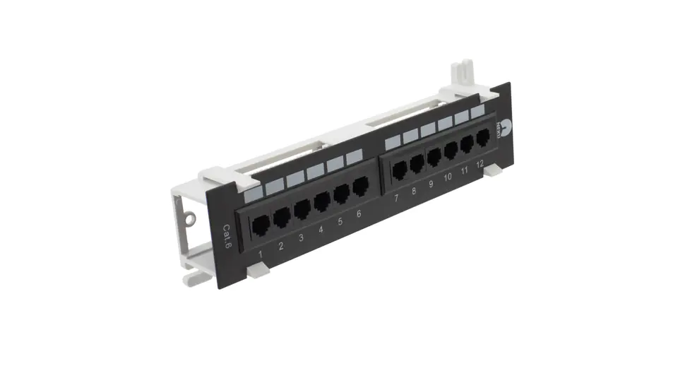 ⁨Patch panel naścienny 10 cali 1U kat.6 12p UTP czarny NEKU⁩ w sklepie Wasserman.eu