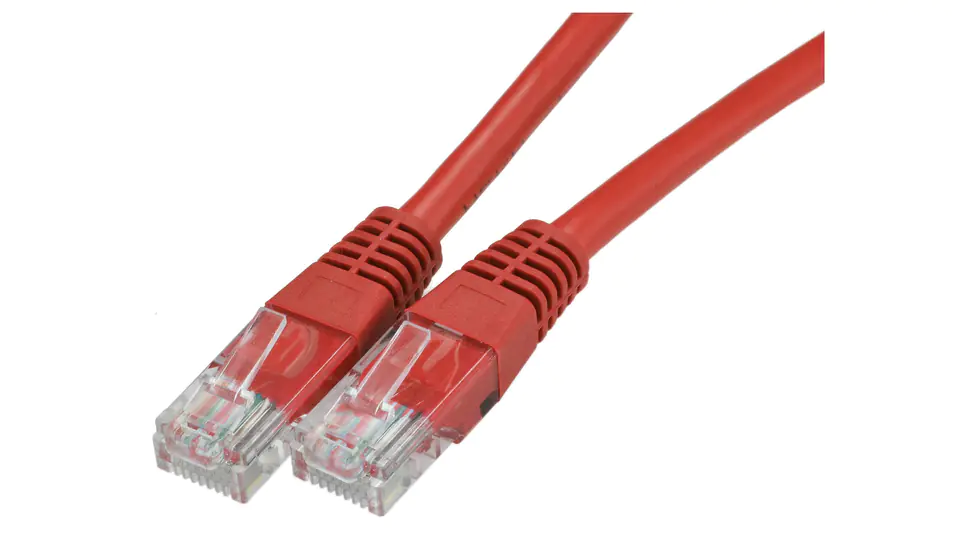 ⁨Patchcord UTP kat.5e kabel sieciowy LAN 2x RJ45 czerwony 1m NEKU⁩ w sklepie Wasserman.eu