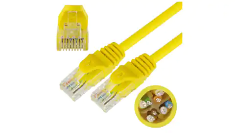 ⁨Patchcord UTP kat.6 kabel sieciowy LAN 2x RJ45 żółty 5m NEKU⁩ w sklepie Wasserman.eu
