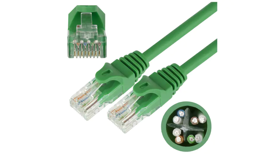 ⁨Patchcord UTP kat.6 kabel sieciowy LAN 2x RJ45 zielony 1m NEKU⁩ w sklepie Wasserman.eu