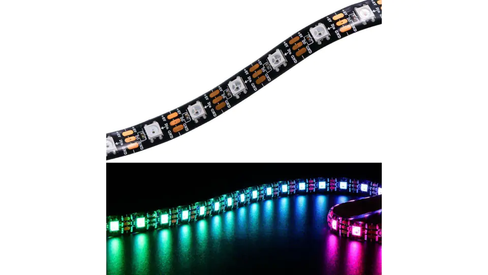 ⁨Taśma 5VDC RGB 60 led smd 5050 IC WS2813 cyfrowa 300 pikseli na 5m WS2813 ip20 / rolka 5m⁩ w sklepie Wasserman.eu