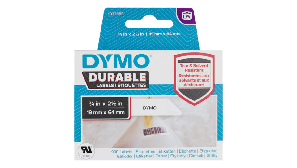 ⁨Etykiety odporne DYMO białe 19x64mm 2rolki x 450 etykiet⁩ w sklepie Wasserman.eu