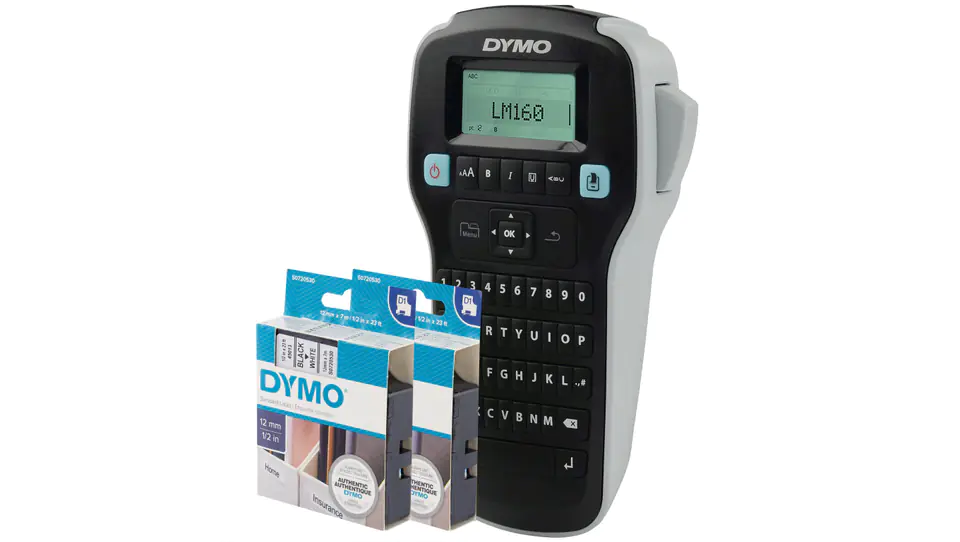 ⁨Drukarka etykiet DYMO LabelManager LM160 S0946320 + 2 taśmy D1 12mm⁩ w sklepie Wasserman.eu