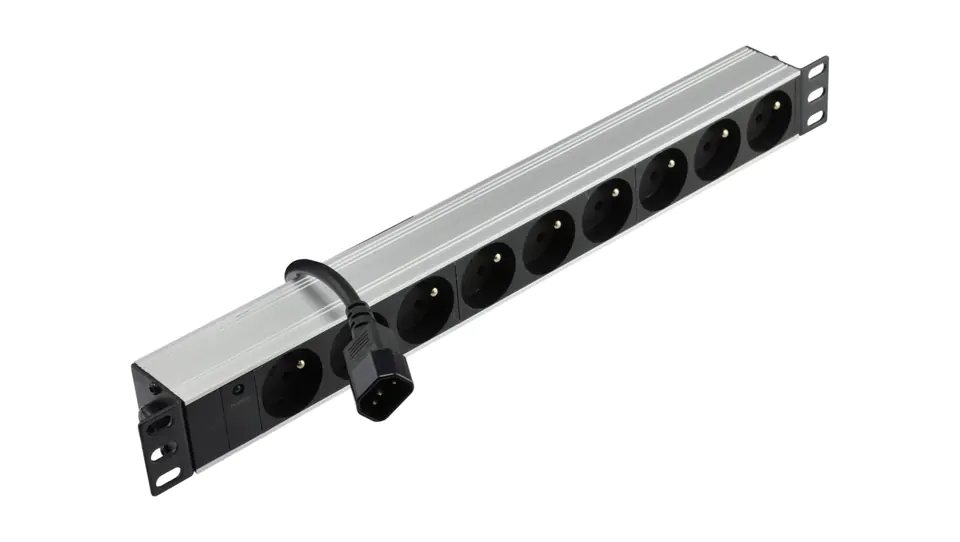 ⁨RACK power strip 19 inch 1U 9 sockets with C14 NEKU plug /1,8m/⁩ at Wasserman.eu