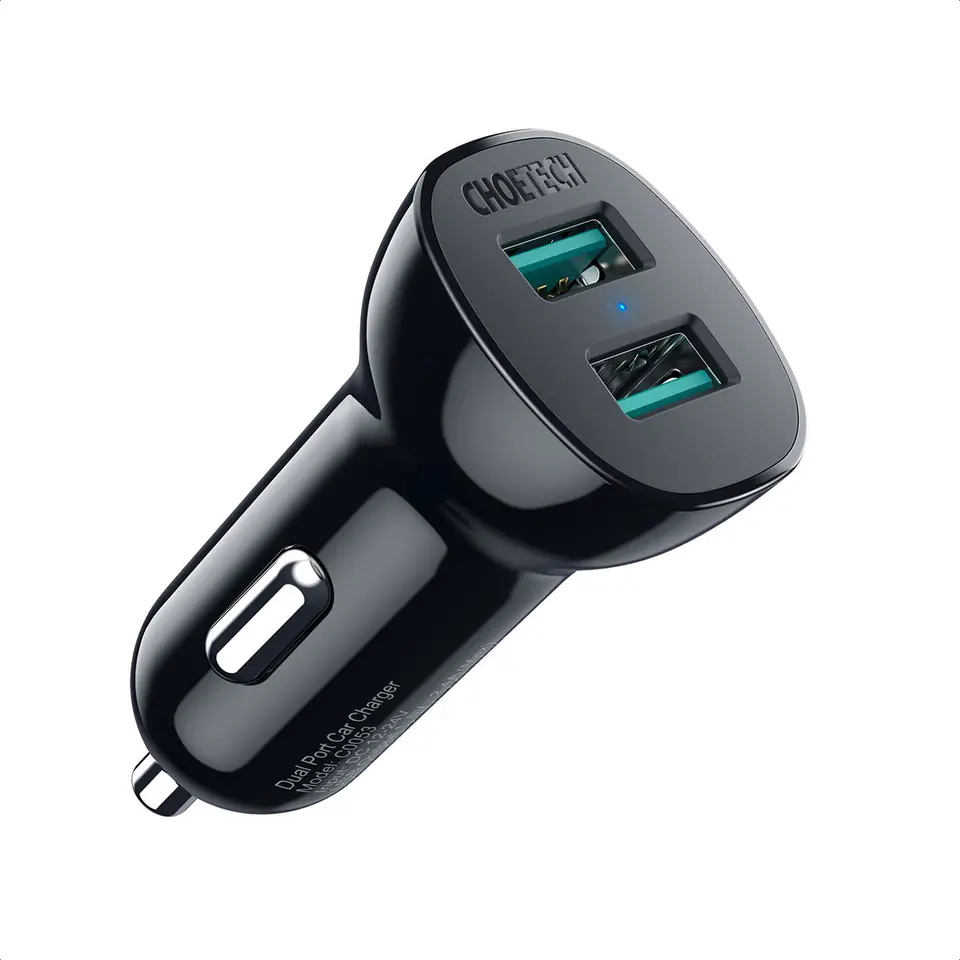 CHOETECH C0053 BLACK ca r charger 2xUSB 3.1A 15 at Wasserman.eu