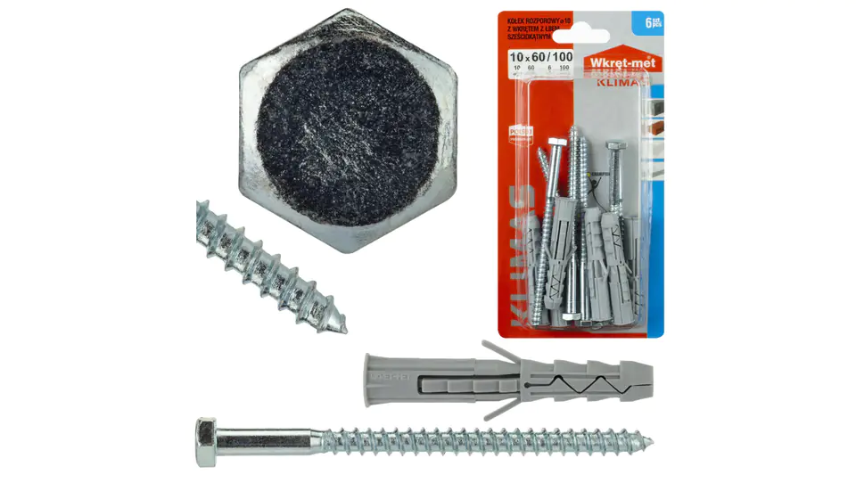 Dowel with hexagon head 10x100 /6pcs/ at Wasserman.eu