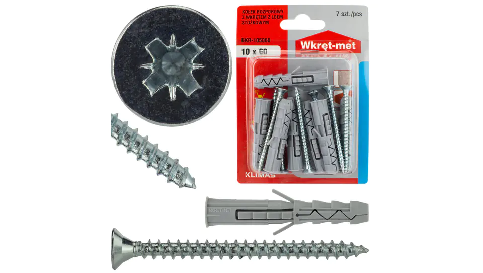 Wall plug with counter head screw 10x60 /7 pcs/ at Wasserman.eu