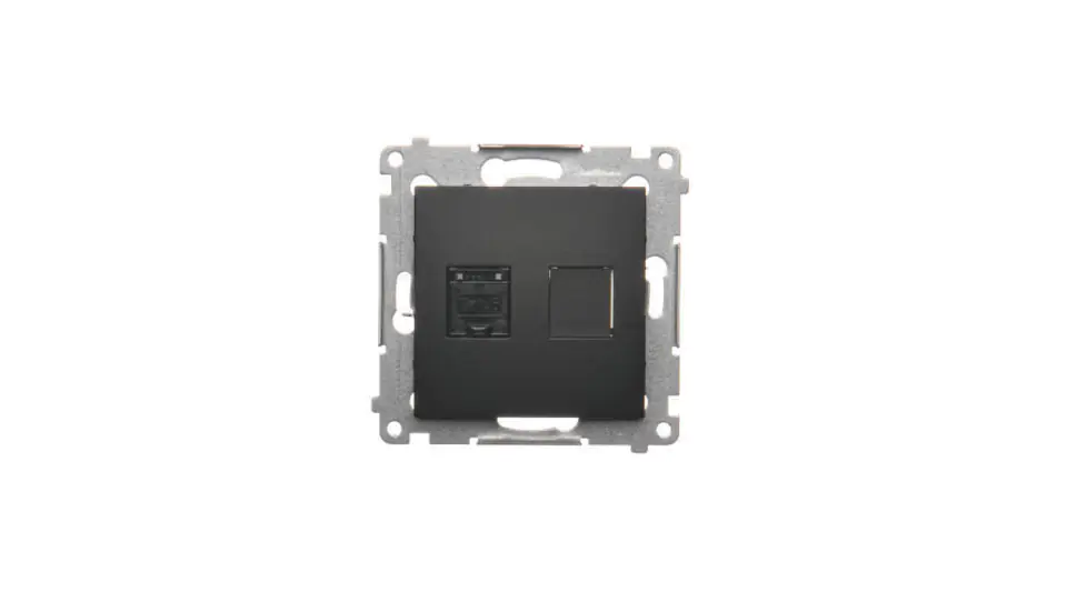 ⁨Simon 54 Computer socket RJ45 category 6 with dust shutter (module) black matt D61.01/49⁩ at Wasserman.eu