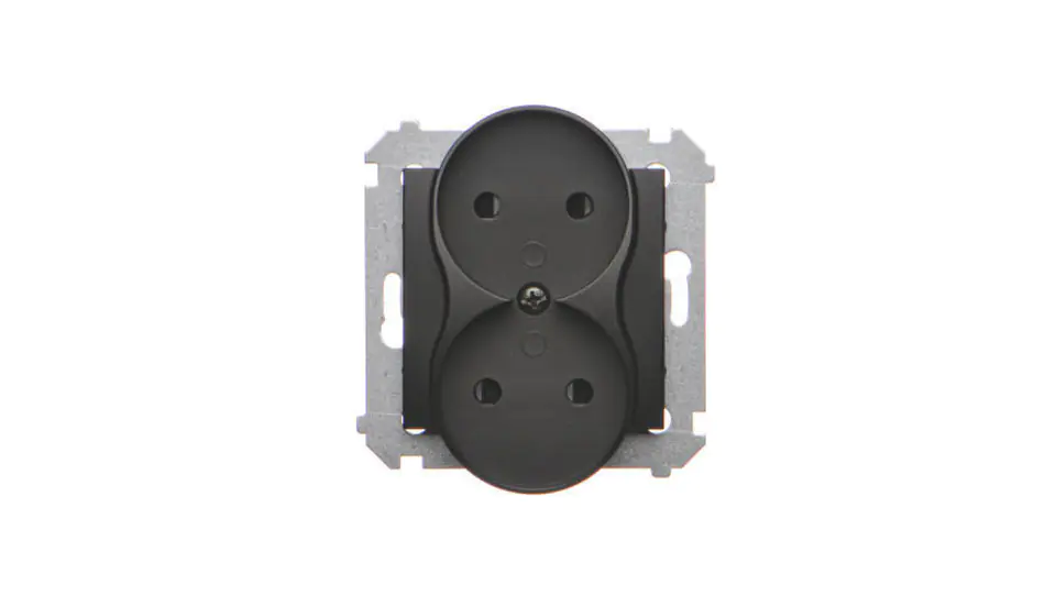 ⁨Simon 54 B/U socket with span double (module) 16A 250V screw terminals. black matt for frames S54 PREMIUM DG2MZ.01/49⁩ at Wasserman.eu