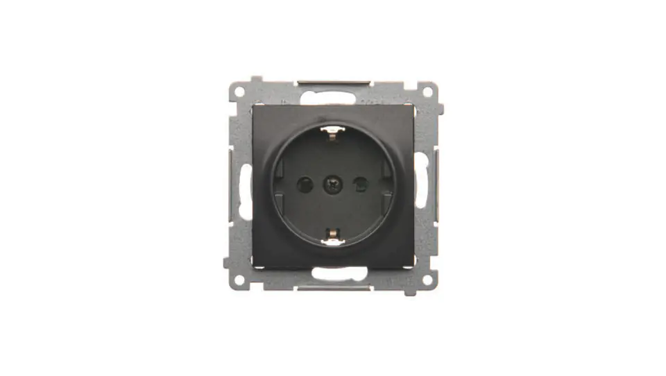 ⁨Simon 54 Schuko socket with shutters (module) 16A 250V screw terminals black matt DGSz1Z.01/49⁩ at Wasserman.eu