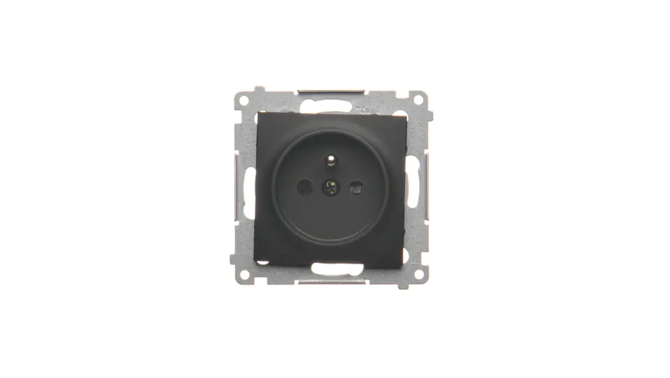 ⁨Simon 54 Socket plug with ground and shutters (module) 16A 250V screw terminals black matt DGZ1Z.01/49⁩ at Wasserman.eu