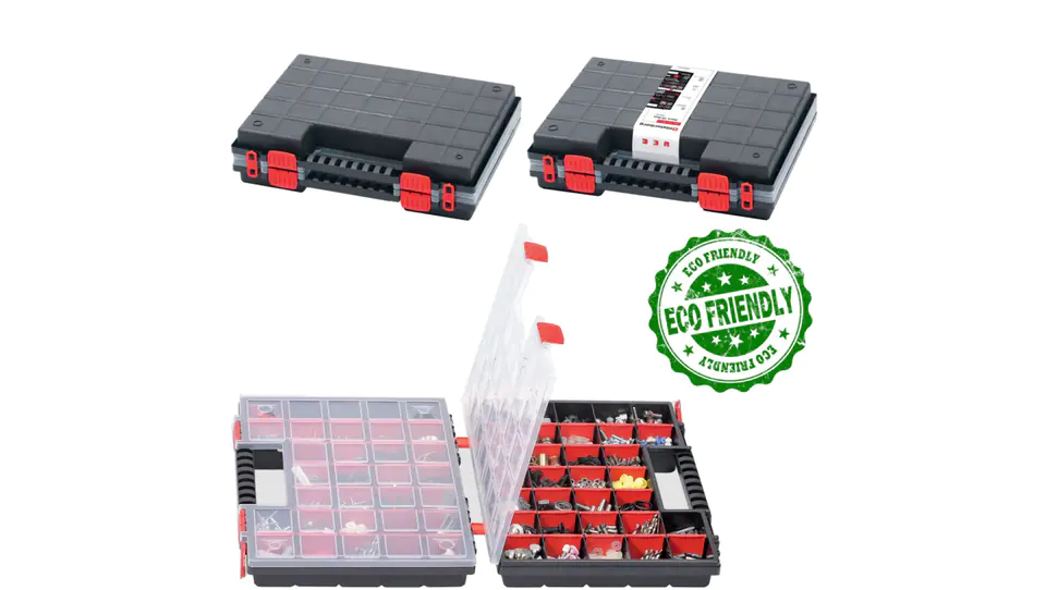 ⁨Double organizer with compartments for tools and accessories 399x303x100mm Kistenberg NORS 16 DUO⁩ at Wasserman.eu