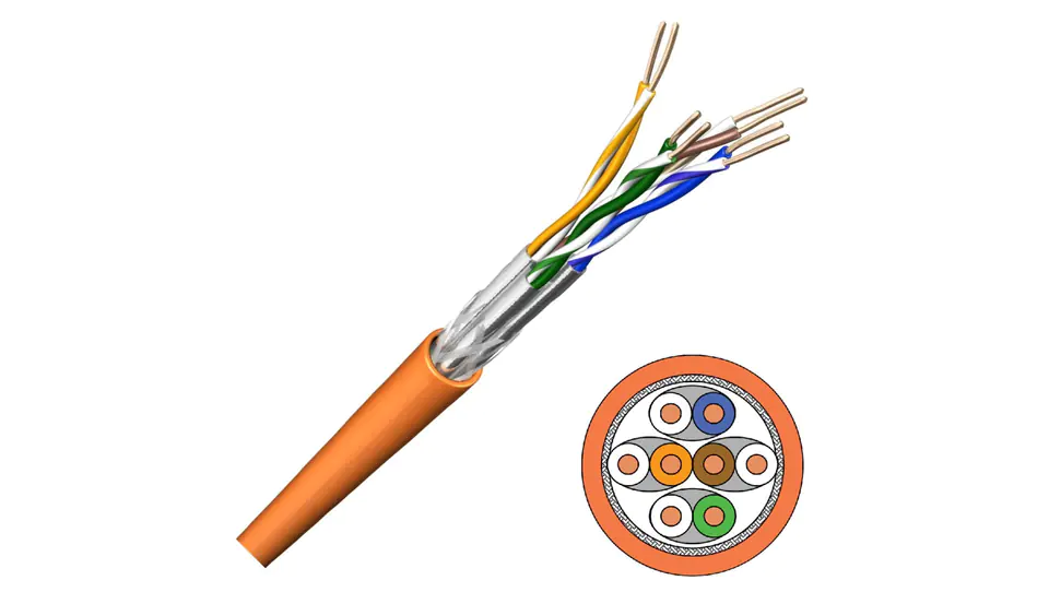 ⁨FTP cable cat.7 S/FTP 4x2x0,56 orange LSHF Draka /50m/⁩ at Wasserman.eu