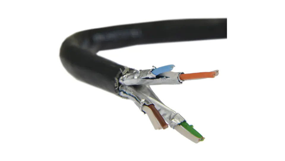 ⁨FTP cable Cat7 S/FTP 4x2x0,46 black LSOH Telegärtner /305m/⁩ at Wasserman.eu