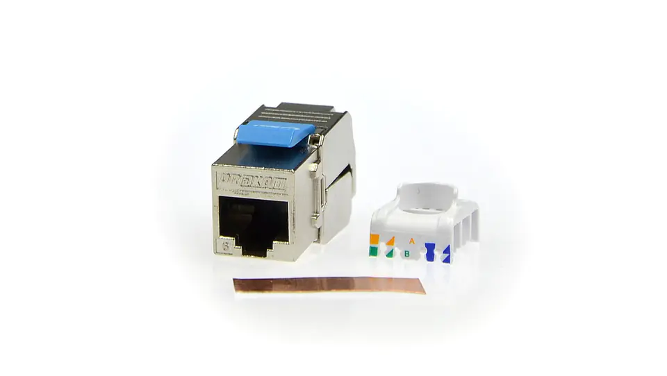 ⁨RJ45 FTP Cat.6 keystone module shielded tool-free DR@KOM⁩ at Wasserman.eu