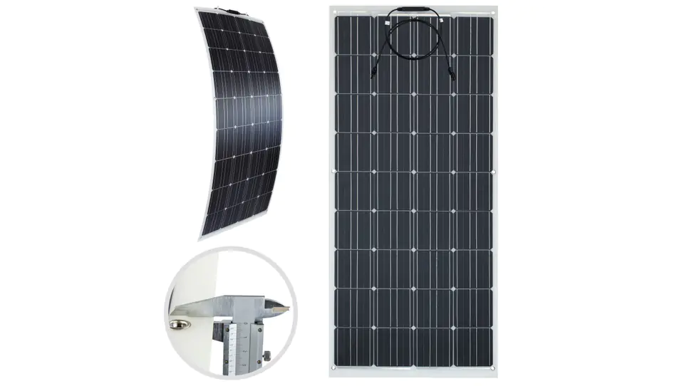 ⁨Solar Panel Flexible Flex PV Monocrystalline Solar Battery 18V 100W Tourist For Campers + 2x MC4 Cable 0.9m⁩ at Wasserman.eu