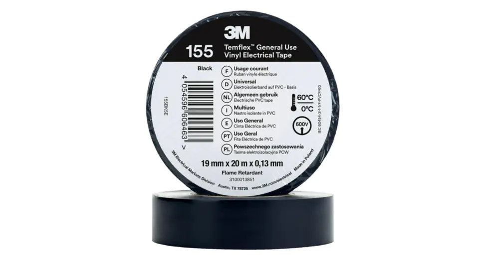 ⁨Insulation tape 19mm x 20m PVC Temflex 155 black 7100184744⁩ at Wasserman.eu