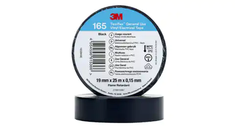 ⁨Insulation tape 19mm x 25m PVC Temflex 165 black 7100184810⁩ at Wasserman.eu