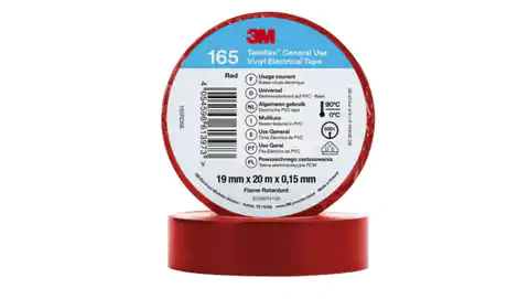 ⁨Insulation tape 19mm x 20m PVC Temflex 165 red 7100184807⁩ at Wasserman.eu