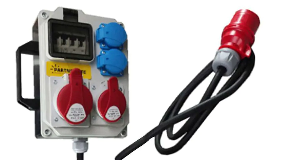 ⁨Rozdzielnica budowlana ESP32AW, przenośna, IP54, gniazda: 1x CEE 32A, 1x CEE 16A, 2x GS 230V⁩ w sklepie Wasserman.eu