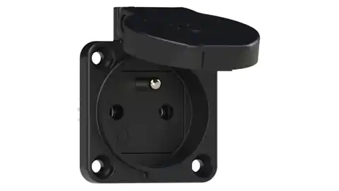 ⁨Panel mount socket 10/16A 2P+Z 230V /50x50/ black IP54 1040-0ss⁩ at Wasserman.eu