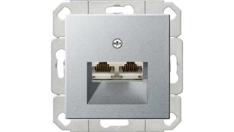 ⁨Computer socket RJ45 cat. 6 Gira System 55 aluminium⁩ at Wasserman.eu