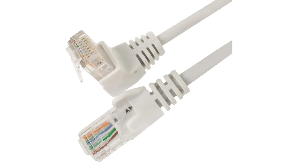 ⁨UTP Cat5e Patch Cable LAN 2x RJ45 angled stranded white 3m⁩ at Wasserman.eu