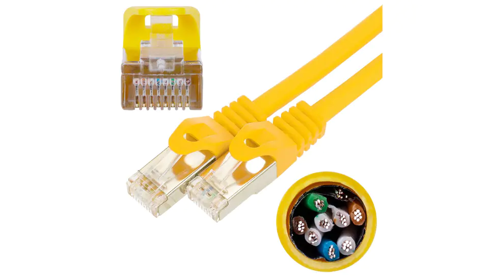 ⁨Patch cable FTP Cat5e LAN cable 2x RJ45 stranded yellow 1m NEKU⁩ at Wasserman.eu