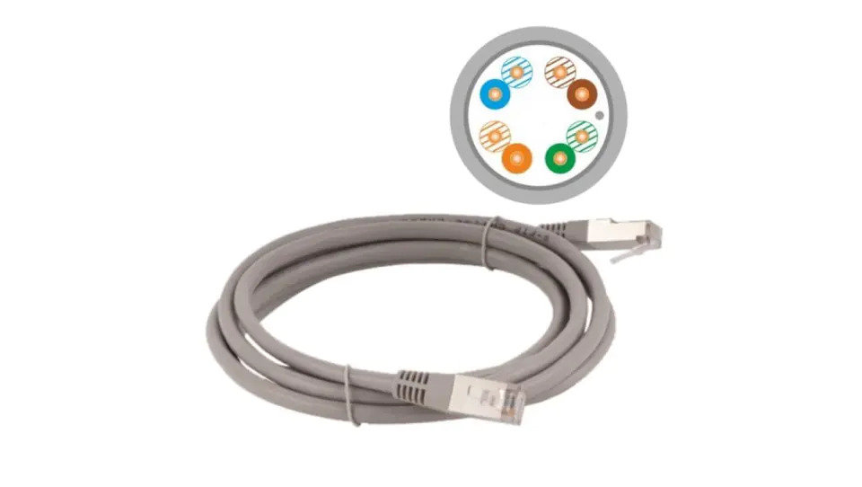 ⁨Patchcord FTP Cat.5e LAN cable 2x RJ45 stranded gray 3m Alantec⁩ at Wasserman.eu