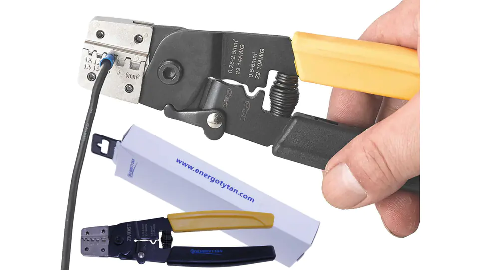 ⁨Crimping tool is 0,25-6 mm² / Crimping tool for insulated terminals 0,25-2,5 mm² / for Cu terminals 0,5-6 mm² / ZM06T⁩ at Wasserman.eu