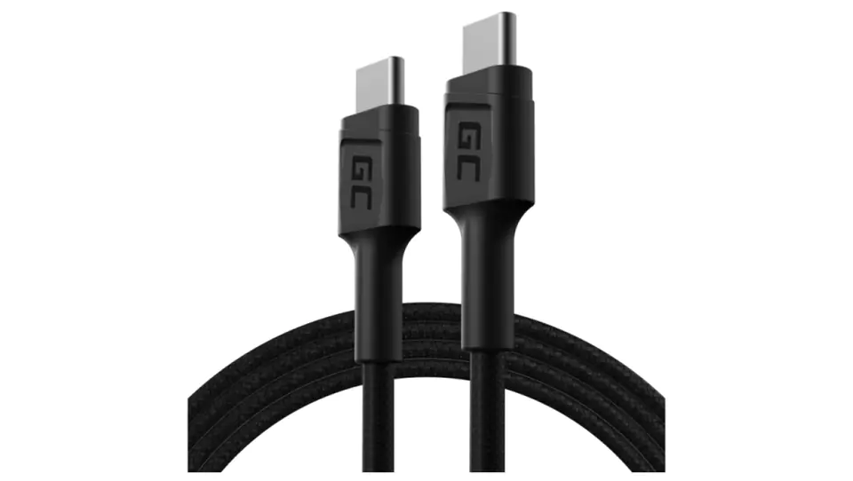 ⁨GREEN CELL Cable USB 3.1 type-C (plug / plug) Quick Charge 3.0 Power Delivery (3A 60W) black 30 cm⁩ at Wasserman.eu