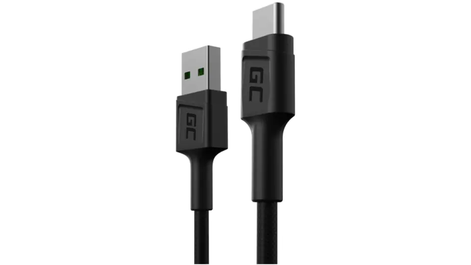 GREEN CELL Kabel USB 2.0 typ-C / A (wtyk / wtyk) Quick Charge 3.0 PowerStream czarny 30cm w sklepie Wasserman.eu