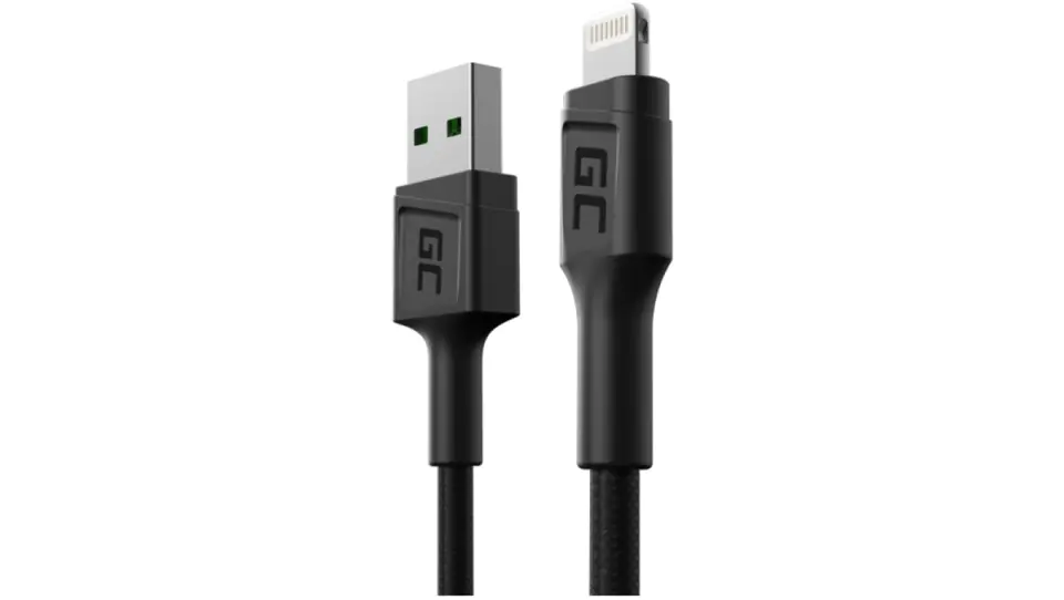 GREEN CELL Kabel USB typ-A / Lightning 8-pin (wtyk / wtyk) Quick Charge 3.0 PowerStream czarny 30cm w sklepie Wasserman.eu
