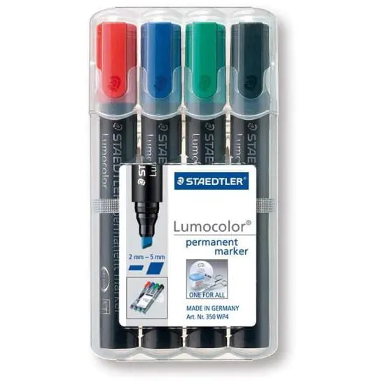 ⁨Marker 350S 4 pcs in case STAEDTLER permanent truncated⁩ at Wasserman.eu