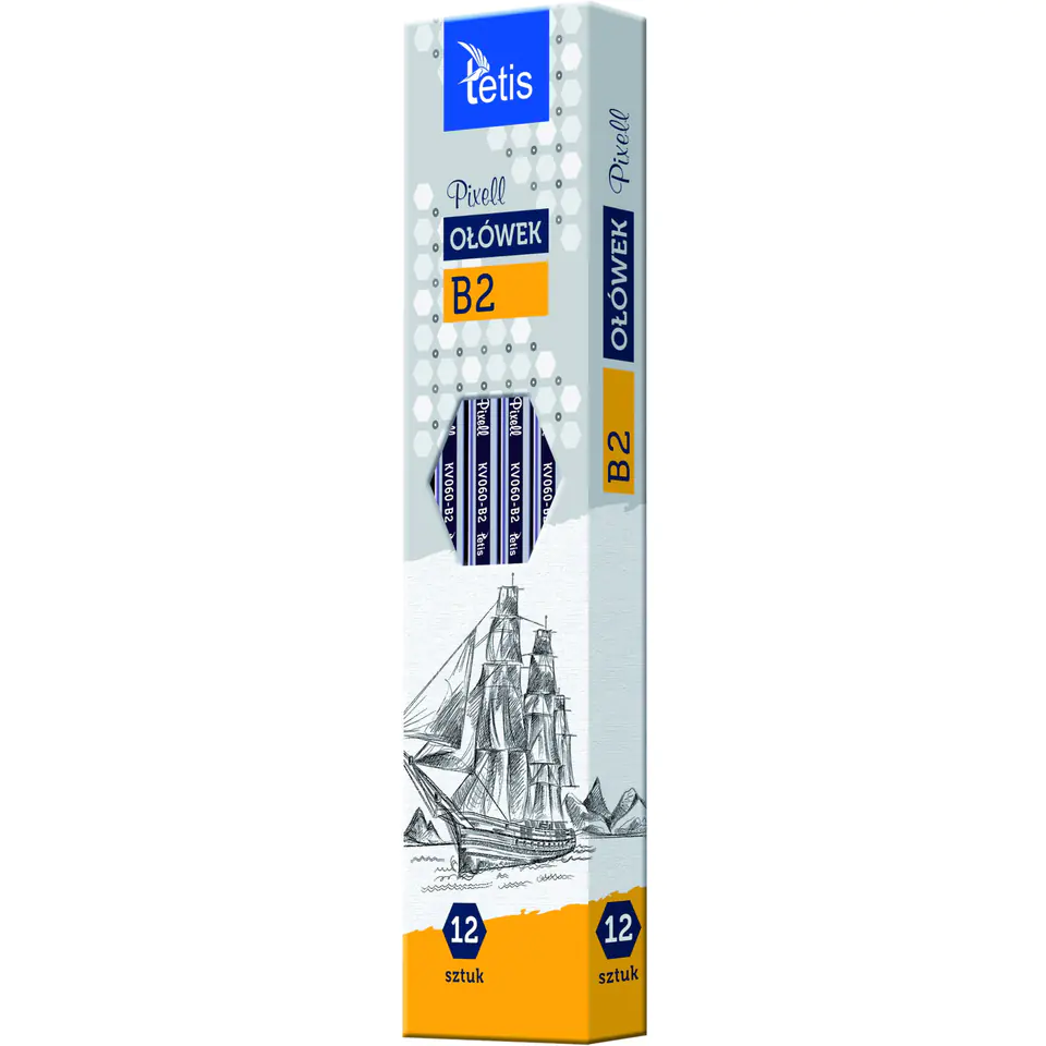 ⁨PIXELL hexagonal pencil 2B (12pcs) KV060-B2 TETIS⁩ at Wasserman.eu