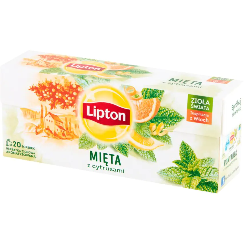 ⁨Herbata LIPTON ziołowa (20 torebek) mieta z cytrusami⁩ w sklepie Wasserman.eu