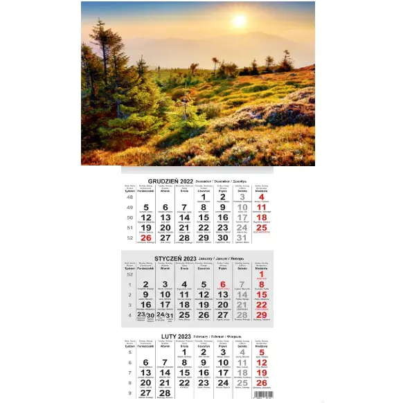 ⁨Tripartite calendar T1 BESKYDY⁩ at Wasserman.eu