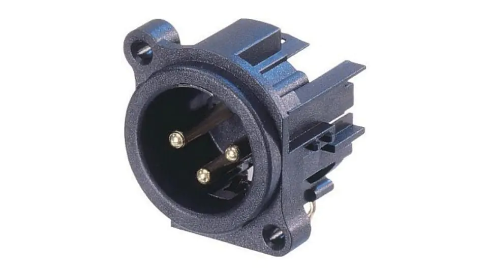 ⁨NEUTRIK Wtyk mikrofonowy XLR (3-pin) montażowy do obudowy czarny NC3MAH⁩ w sklepie Wasserman.eu