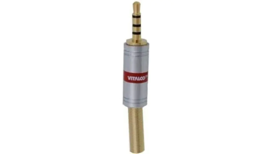 ⁨VITALCO JW940 Audio plug AUX mini Jack 3.5mm 4-pole for cable for 4.0mm CHROME gold plated red⁩ at Wasserman.eu