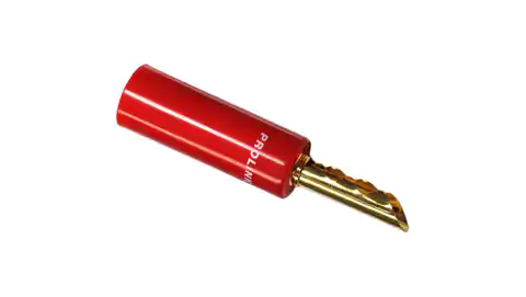 ⁨PROLINK Premium TBC-055 Lautsprecherstecker BANANA verschraubt halboffen vergoldet rot⁩ im Wasserman.eu