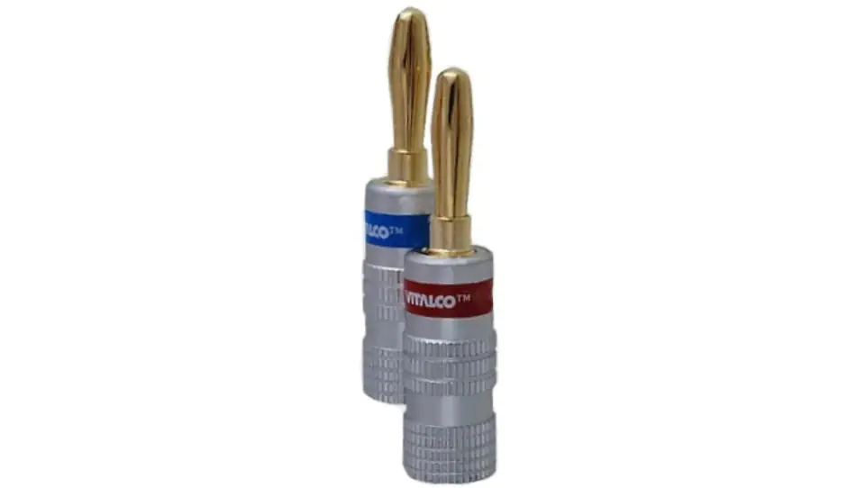 ⁨VITALCO LAW42 Speaker plug BANANA screwed straight gold-plated Set 2pcs (red + blue)⁩ at Wasserman.eu